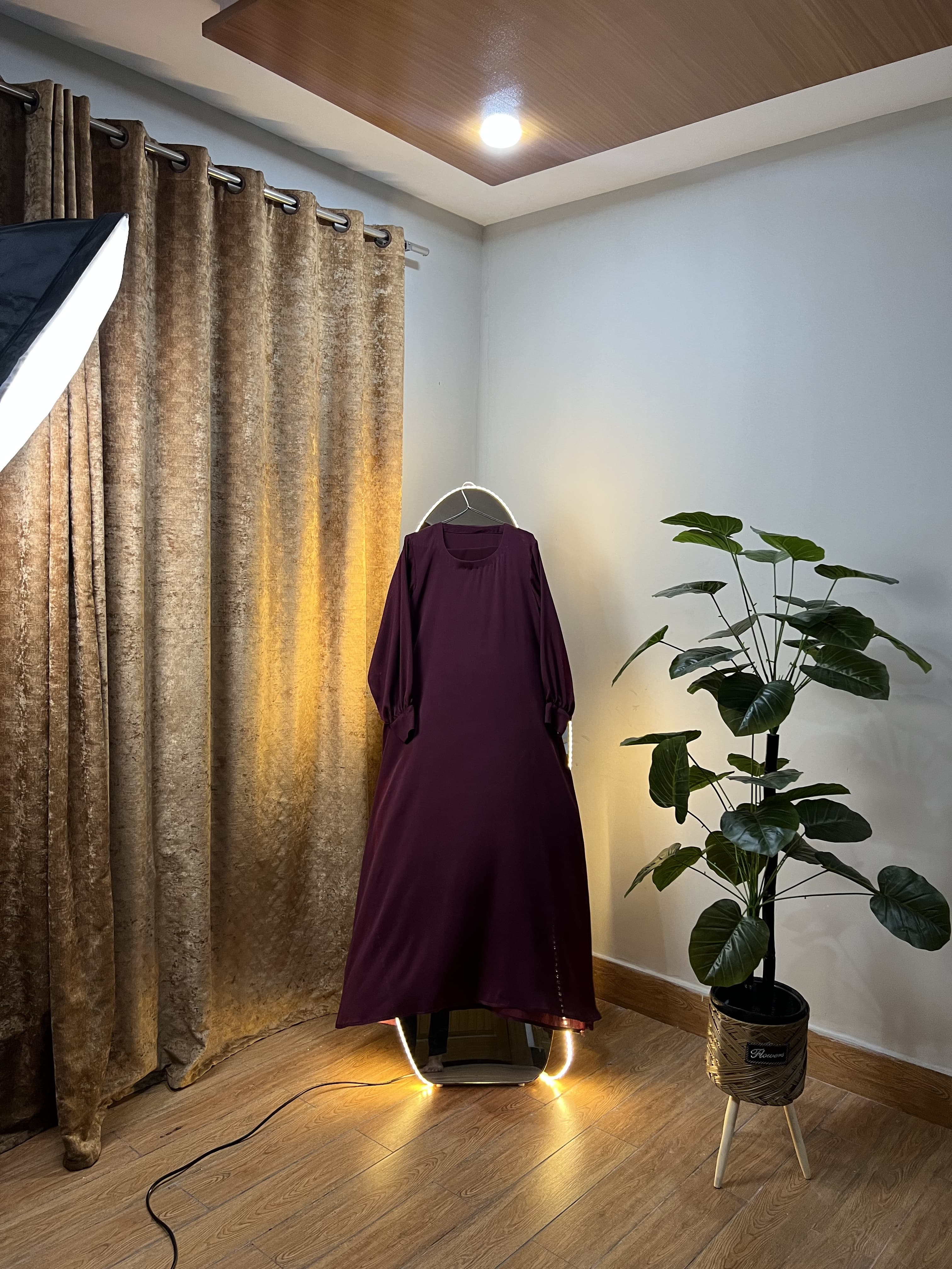Maroon Gown Style Abaya Premium Zoom Nida Fabric