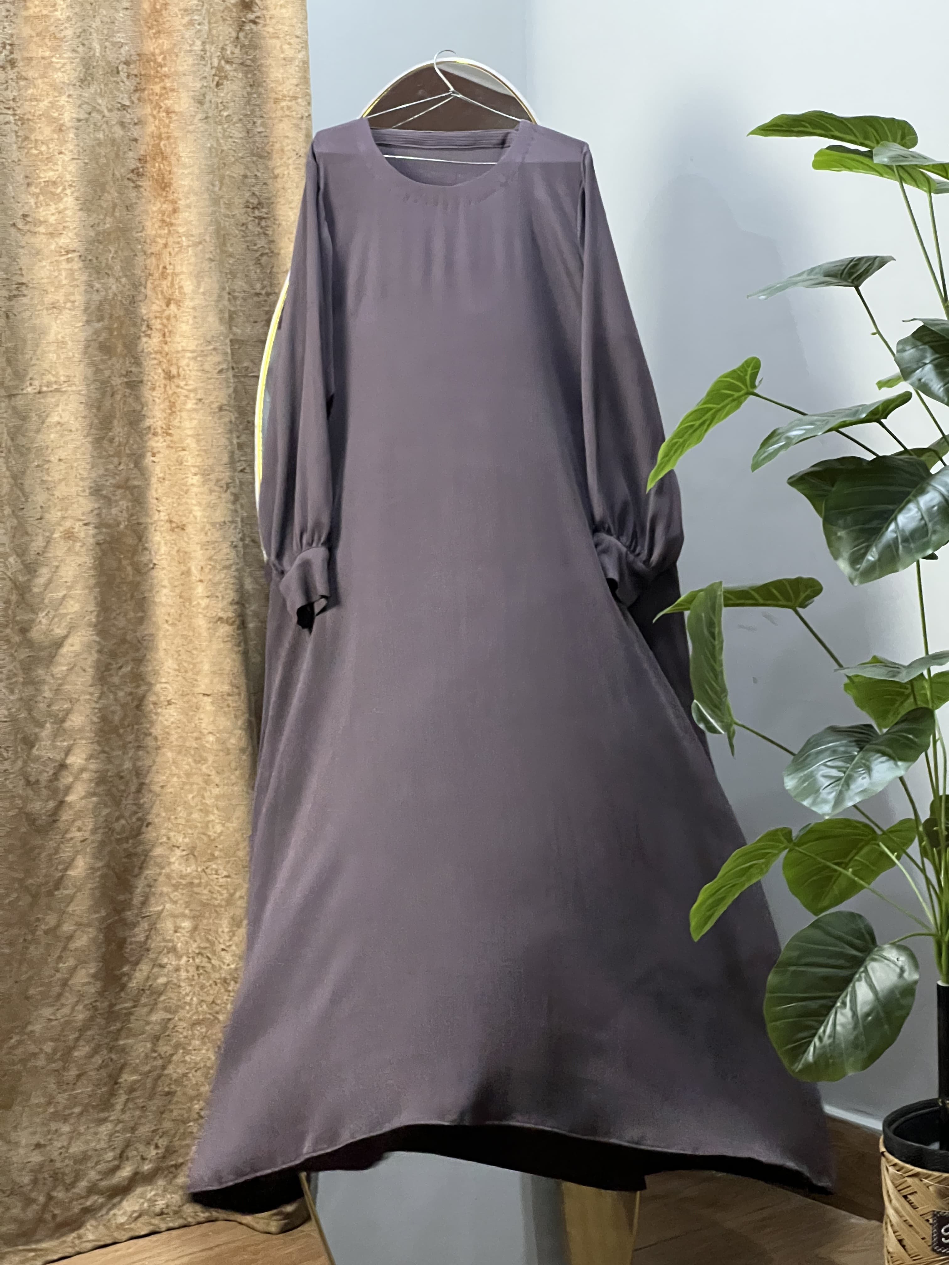 Slate Grey Gown Style Abaya Premium Zoom Nida Fabric