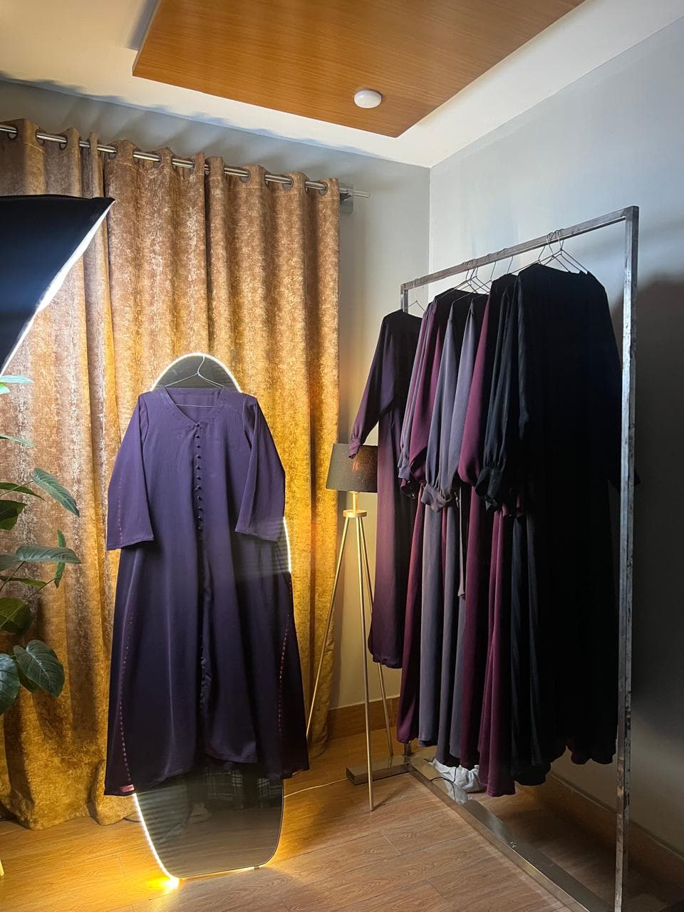 Purple Zoom Nida Button Detail Closed Abaya