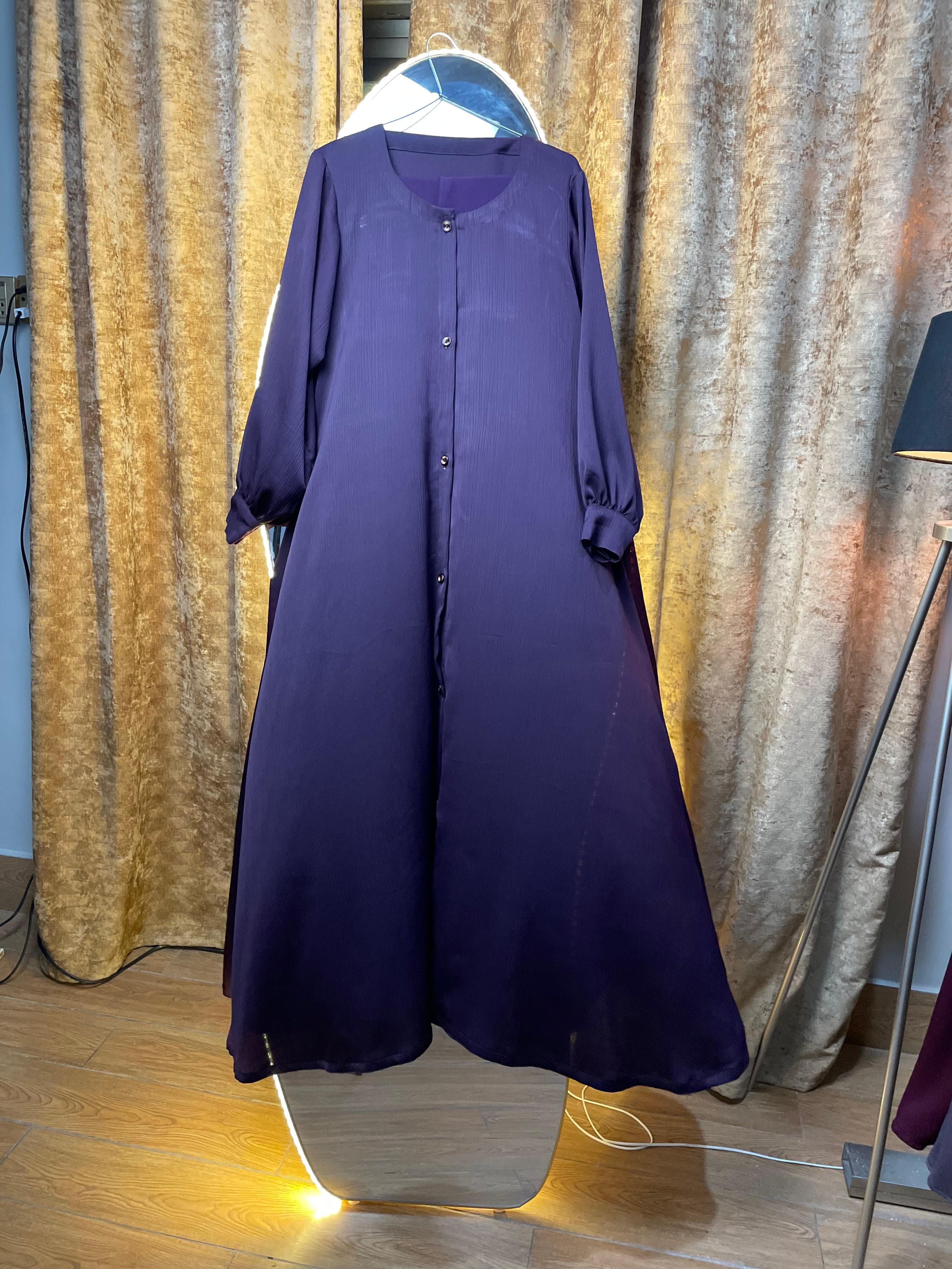 Purple Zoom Nida Open Button Abaya
